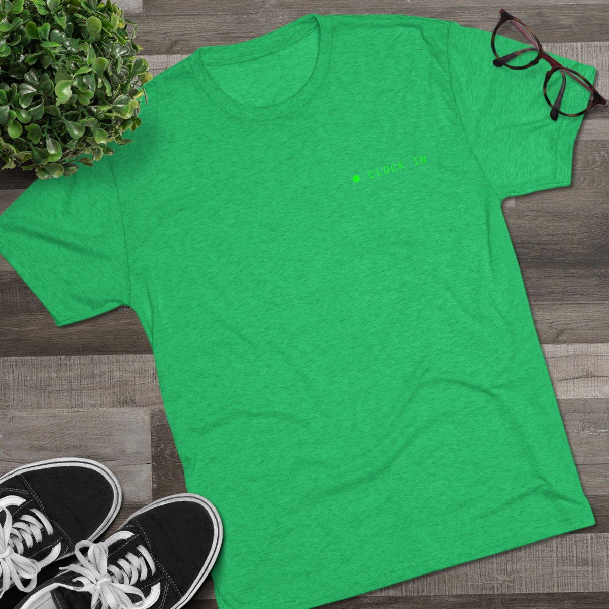 Minimal 'Hello, I'm' Green Dot Chest Tee - Casual Unisex Crew Shirt