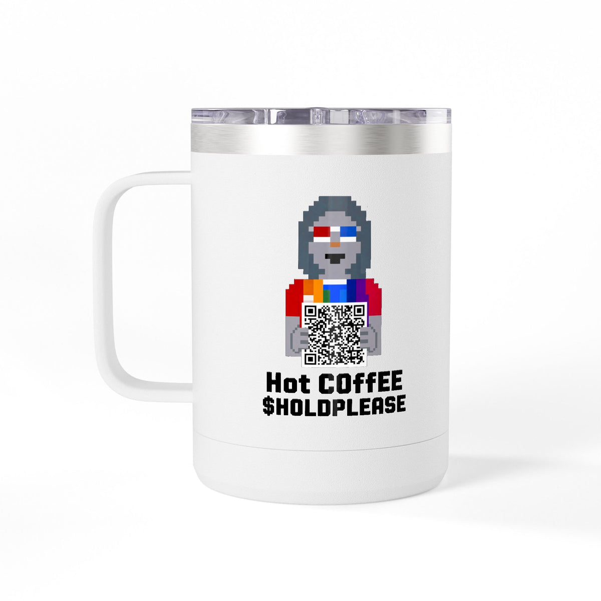 15oz Insulated Coffee Tumbler Mug — Colorful Skull Art Travel Cup