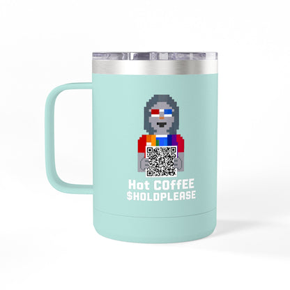 15oz Insulated Coffee Tumbler Mug — Colorful Skull Art Travel Cup