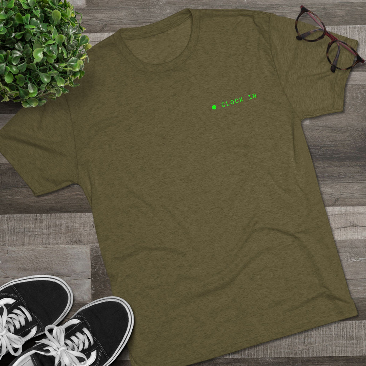 Minimal 'Hello, I'm' Green Dot Chest Tee - Casual Unisex Crew Shirt